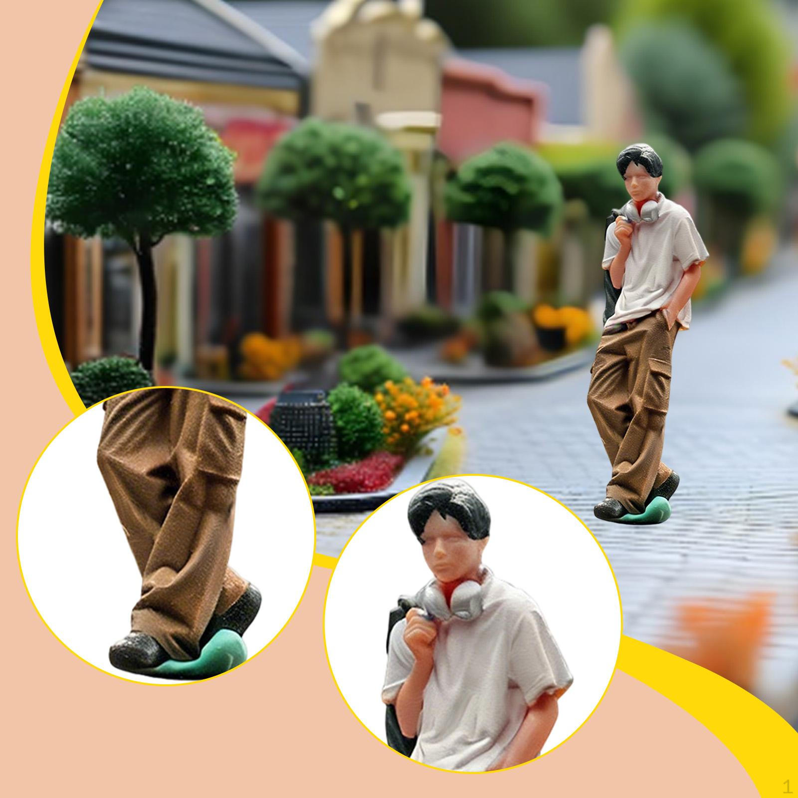 

1:64 Boy with Short Sleeves Model Resin Fashionable Man Realistic Tiny People for Desktop