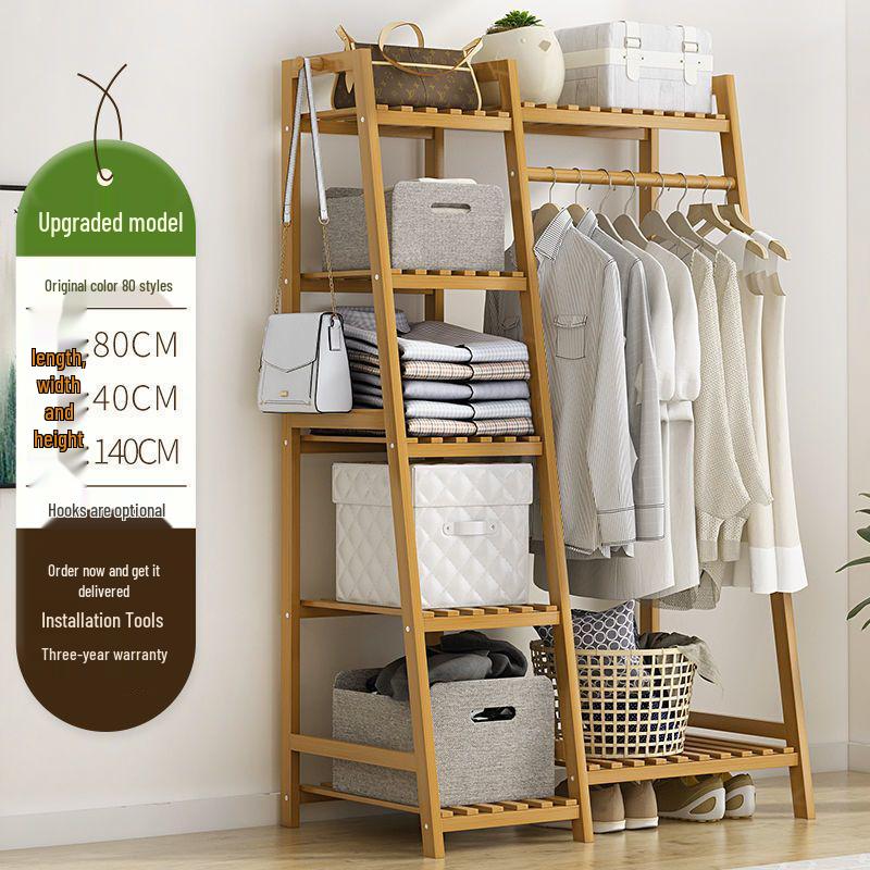 Bamboo Floor-Standing Clothes Rack & Wardrobe Organizer