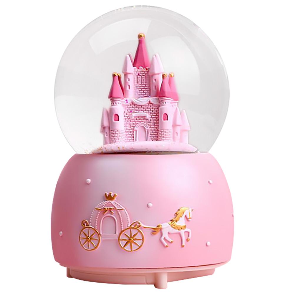 

Castle Crystal Ball Music Box Snow Globe Clear Glass Ball Home Decor Gift For Party Holiday Supplies Festive Diy Decorations рожевий