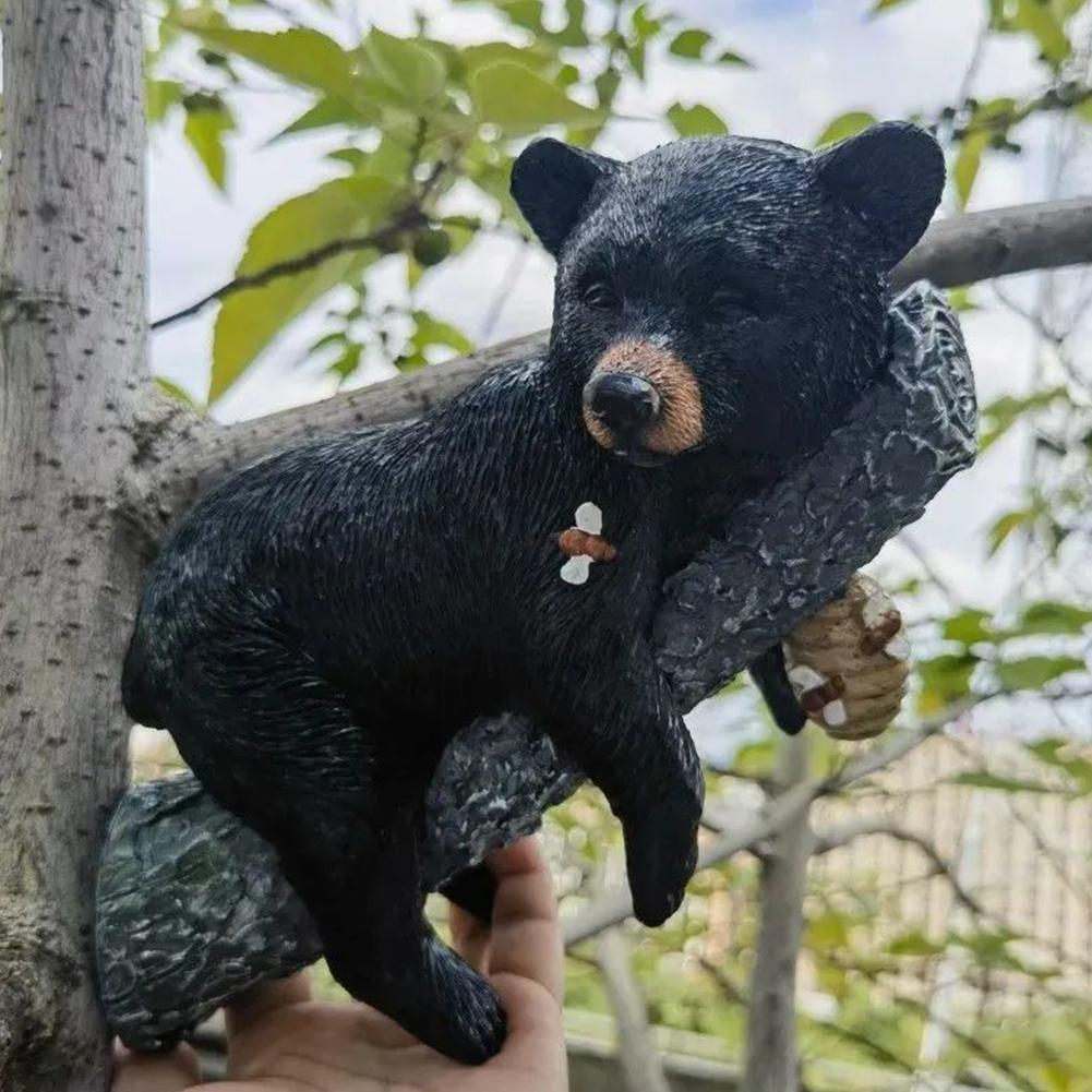 Black Bear Cub Statue Cub Napping & Hanging Out Faces Figurine Realistic Animal Figurines Resin Funny Baby Bear Statue for Trees