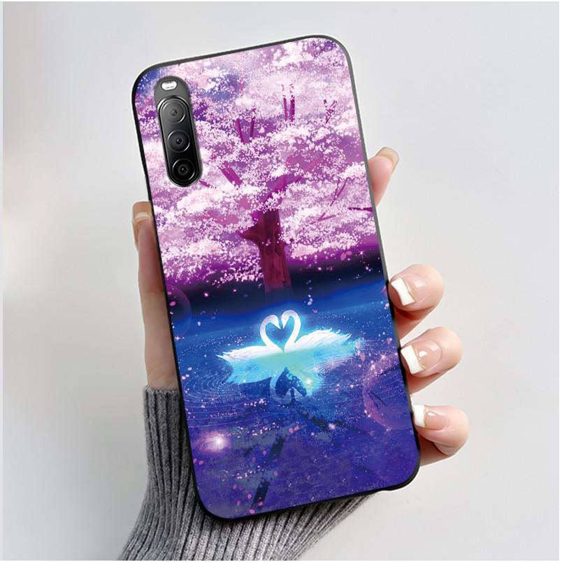 Fodral För Sony Xperia 10 II / 10 III Mobilskal Estetiskt Mode Söt Katt Astronaut Svart Silikon Mjuk Stötdämpande Baksidesskydd