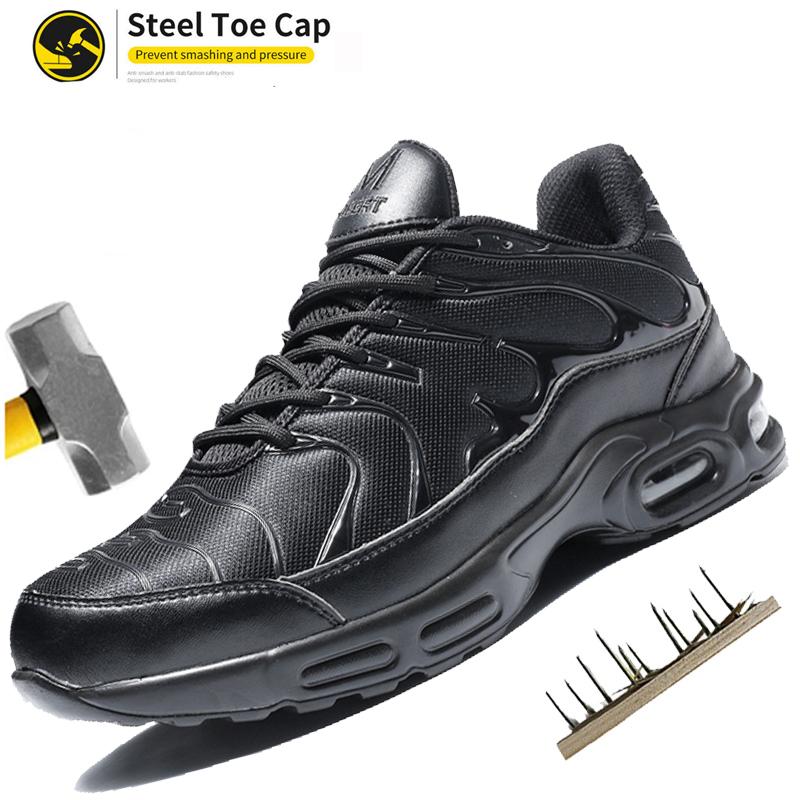 Men's Indestructible Work Boots Steel Toe Lightweight Water Resistant Construction Shoes Breathable Multi-Purpose Safety Sneaker