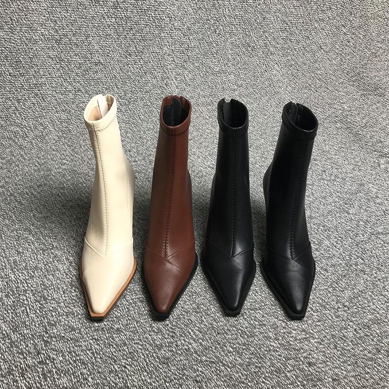 High Heel Pointed Toe Women Ankle Boots Ladies Elegant Elastic Slim Short Booties Autumn Winter Womem's Shoes