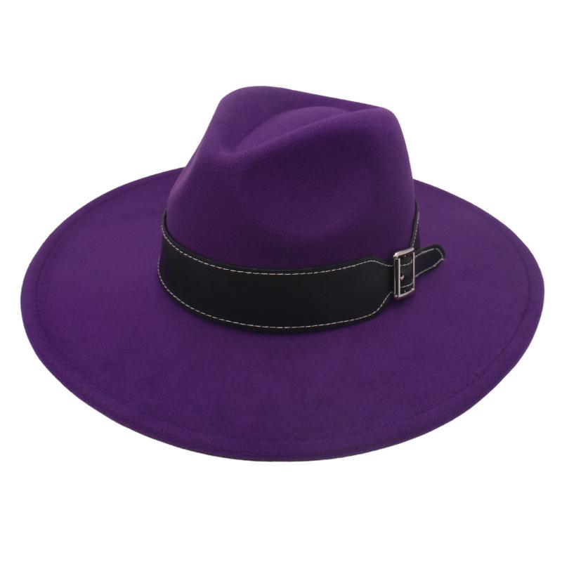 New Black Belt, Large Brim, High-End Clothing With Wholesale Men'S And Women'S Felt Woolen Top Hats