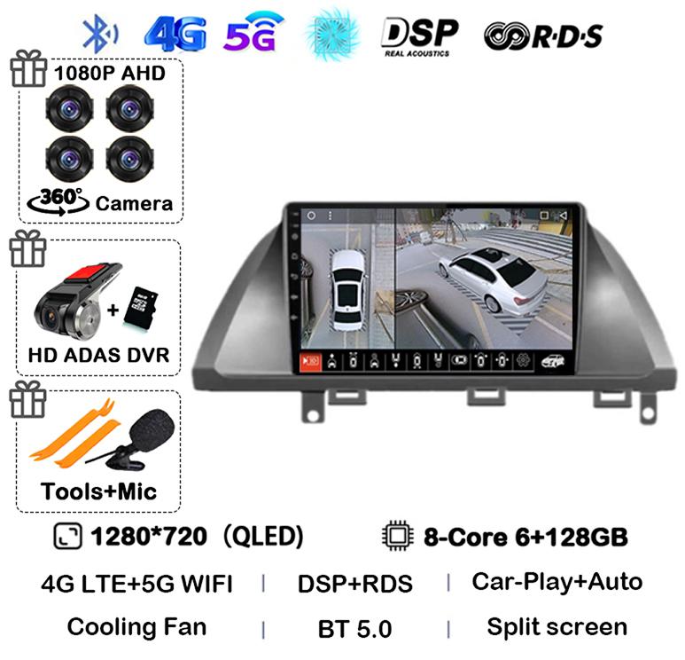 Android 14 Auto Carplay For Honda Odyssey 2005 - 2010 Screen Car Radio Stereo GPS Navigation Multimedia Video Player WIFI 4G DSP