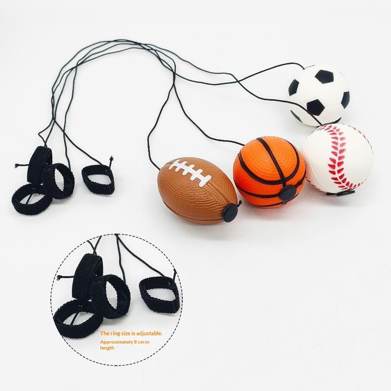Mini Wrist Rebound Bouncy Balls Soft Wear-resistant Sports Design with Finger Loop for Camping Team Building Games