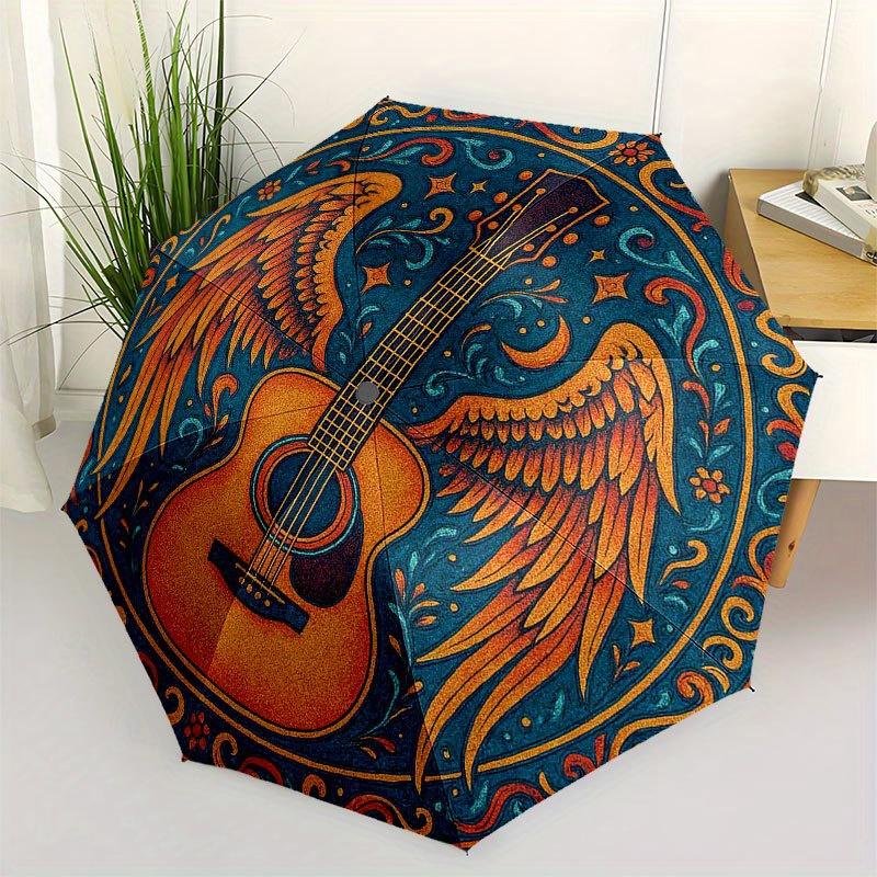 

Angel Wings Guitar Art Print: Musical Heaven on Canvas Umbrella, Portable 3-Fold Compact Umbrella for Men & Women R141