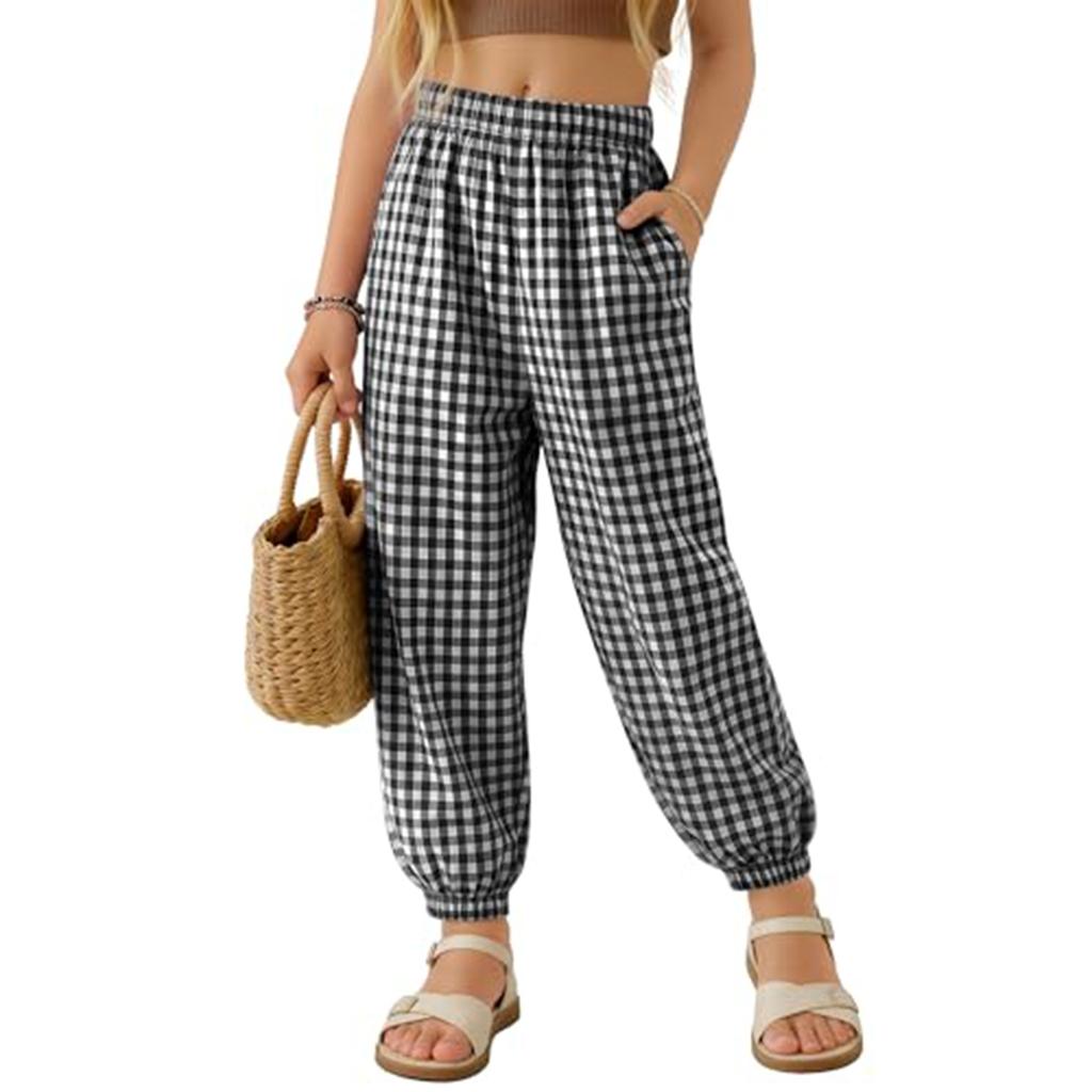Children's Fashionable Knickers, Checkered, Loose And Casual Pants
