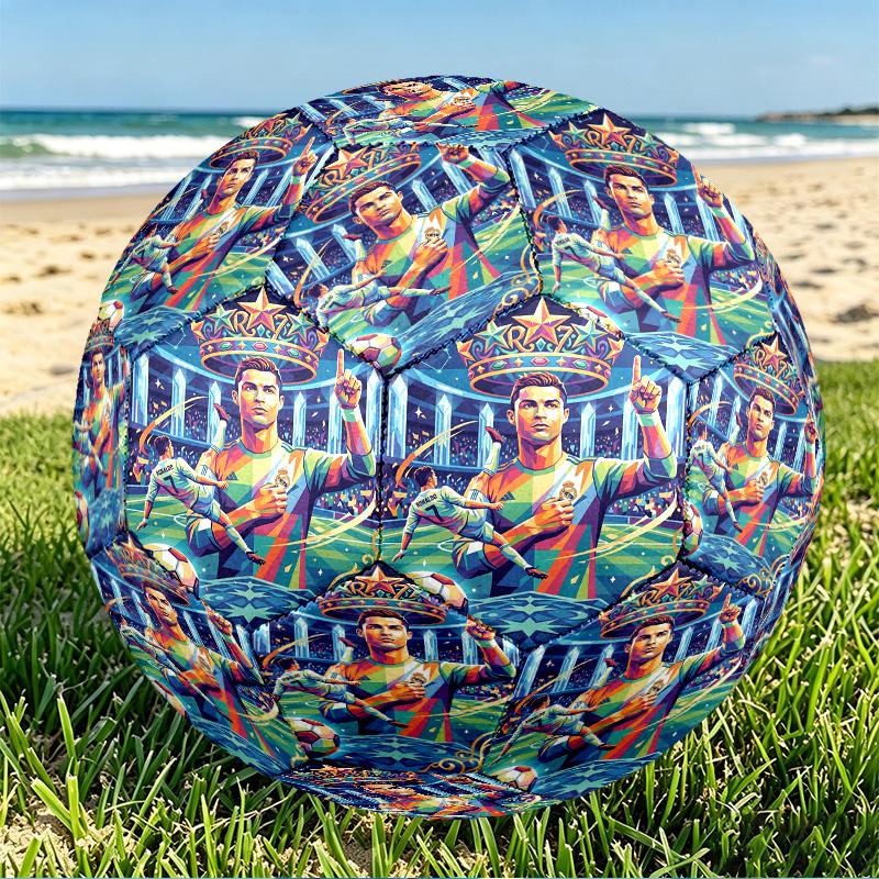 Cristiano Ronaldo Print Size 5 Soccer Ball, PU Wear Resistant Football for Match Training and Daily Practice, Birthday Gift for Soccer Fans