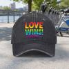 Rainbow Love Wins Unisex Baseball Cap Duckbill Hat With Hook Loop Closure Lightweight Washed Cap