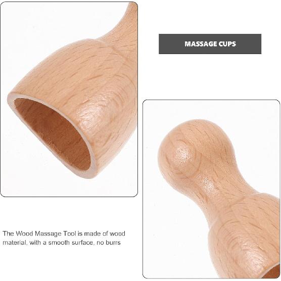 2 Pcs Wooden Swedish Massage Cup Manual Anti Suction Cup Wood Therapies Cup for Muscle Relaxation Body Sculpting Tool