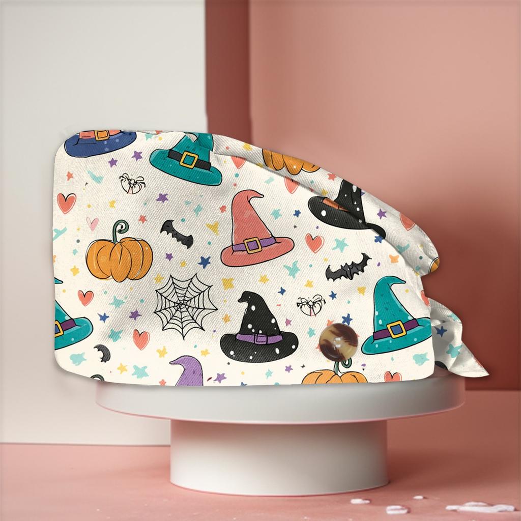 Fashion Halloween Print Work Hat Casual Wash Hat Bag Cap