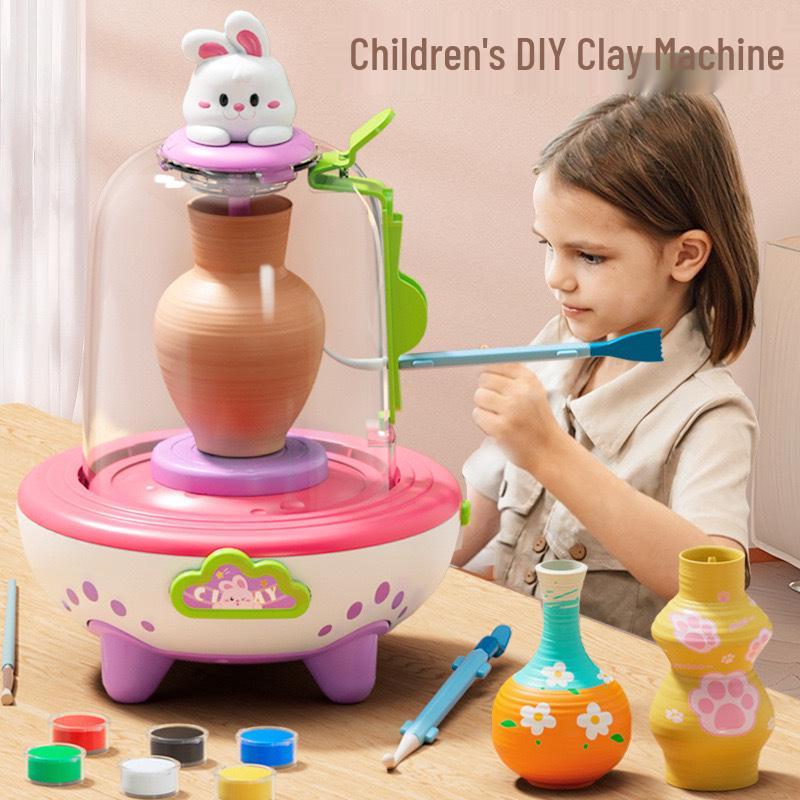 Children's Electric Pottery Wheel Set: Clay Tools & DIY Craft Toy for Primary School Students