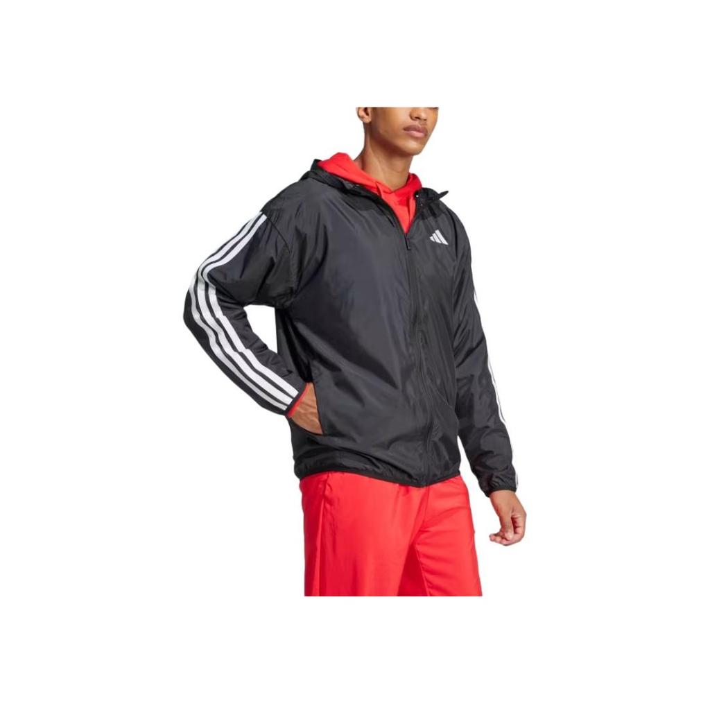 adidas Essentials 3-Streifen Windbreaker Schwarz/Weiß Herren Streetwear JE6325