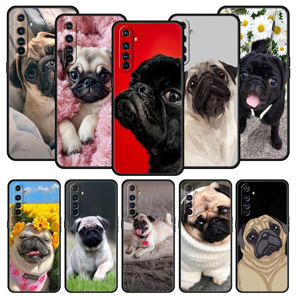 Cute Pug Dog Phone Case For Realme 12 11 10 9 8 5G 7 6 GT5 GT3 GT2 Pro Plus C21 C11 C25 C35 For Realme GT Neo 2 3 3T 5 Cover