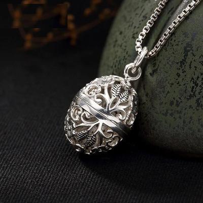 Thailandese Retro Arabescato Lucido Vuoto Apribile Vintage Squisito Ciondolo Collana Unico Gioiello in Stile Etnico