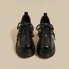 2025 Autumn New Thick High-heeled Loafers Women's Black Platform-soled Lace-up British Style College Jk Retro Small Leather Shoes
