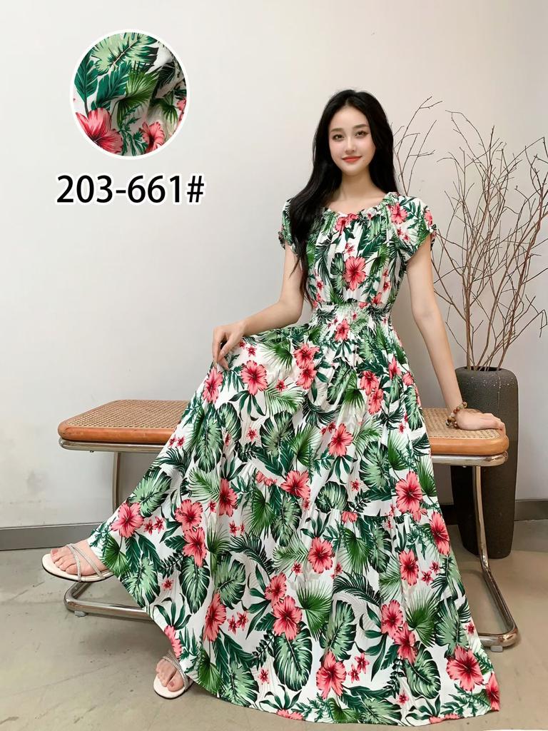 2024 Women's Beach Dress Short Sleeve Floral Dress Cotton Travel Vacation Bohemian Skirt Summer Halter