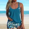 European and American New Split Swimsuit Women's Tankini Conservative Belly Leopard Print Boxers Swimsuit Women