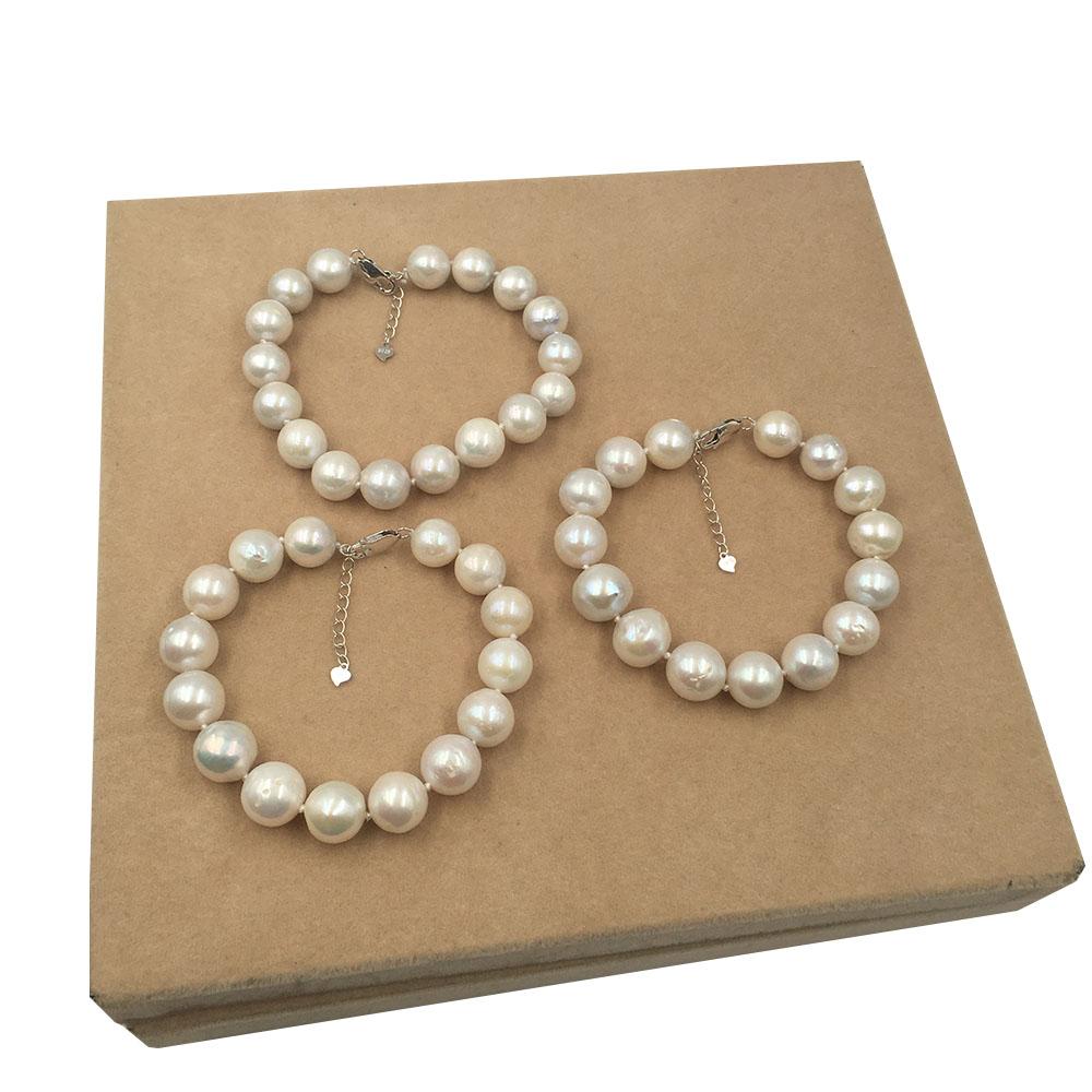10 mm Near Round Nature White Color Freshwater Pearl Bracelet With High Luster ,925 Silver Clasp Fashion Jewelry 19+5 cm