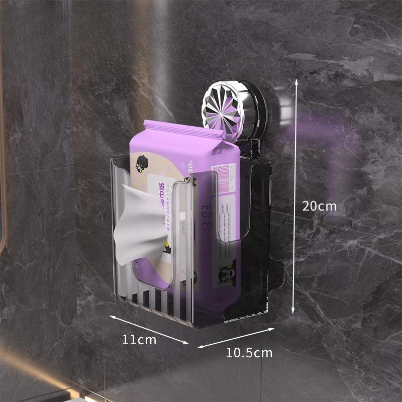 

Suction Cup Tissues, Wet Wipes, Face Towels, Storage Box, Non-perforated Bathroom Wall-mounted Storage Box, Bathroom Tissue Box Transparent grey