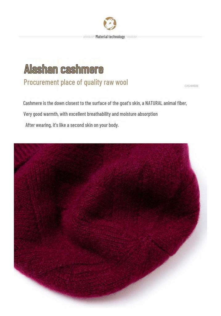 100% Pure Cashmere Unisex Hat: Warm, Fashionable, Knitted with Ear Protection for Autumn/Winter
