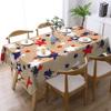 Independence Day Flower Wreath Waterproof Rectangular Tablecloth Red Blue Flower Star USA Flag Tables Cover for Dinner Kitchen