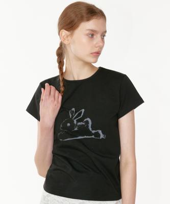 NOIAGO Noi1850 Rabbit Print T-Shirt (Black)