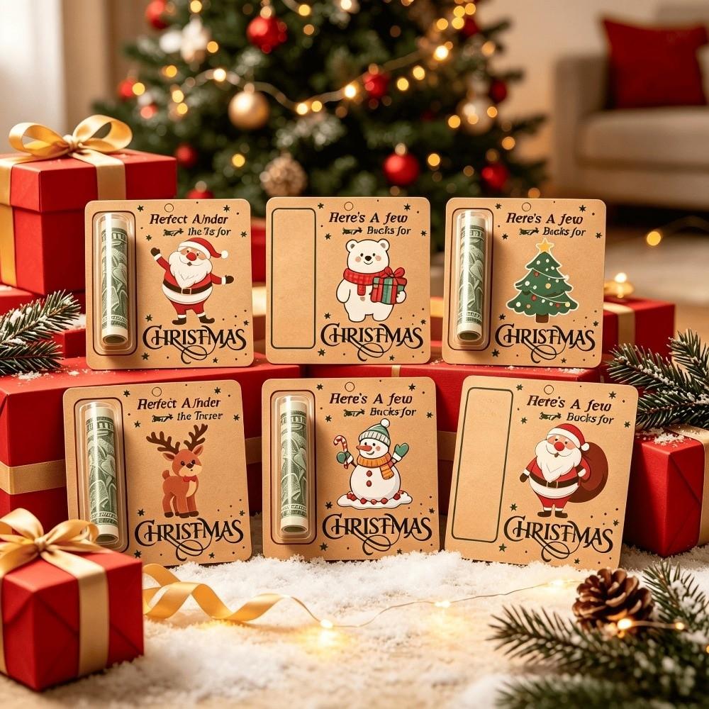 6Pcs Kraft Paper Christmas Tree Hanging Pendant Xmas Tree Ornament for Holiday Party Scene