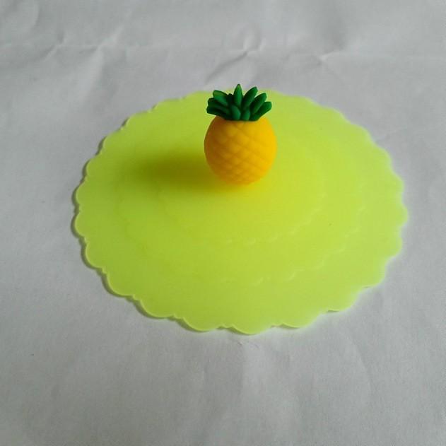 Süßer 3D-Ananas-Silikon-Becherdeckel - Flexible Getränkeabdeckung für Tassen, Becher und Gläser