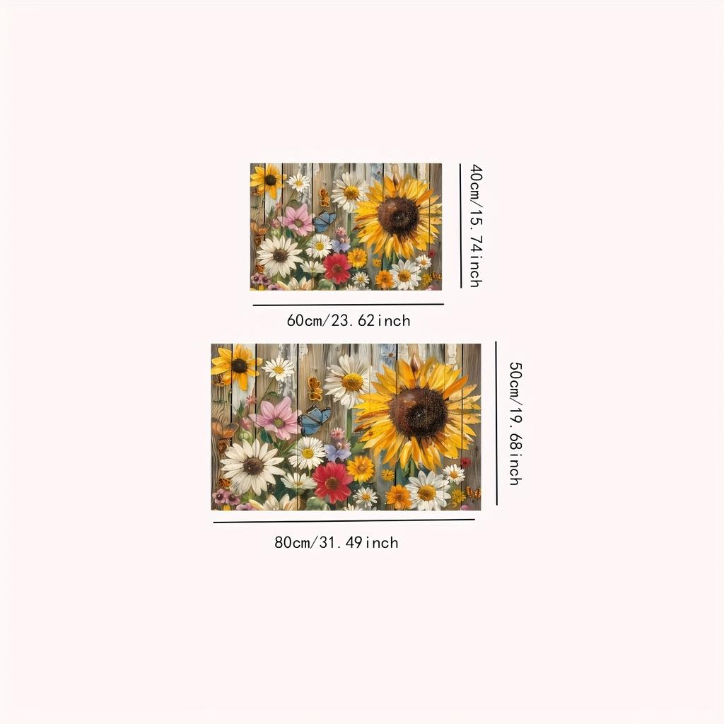 1Pcs Sunflower Floret Pattern Floor Mat Modern Kitchen polyester Rug Non-Slip Colorful Indoor Carpet, For Home Bathroom Bedroom Living Room Decor