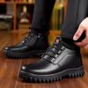 Men's Cotton Shoes, Leather and Wool Integrated, Winter Warm and Velvet Thickened High-top Middle-aged Old Man Dad Snow Boots