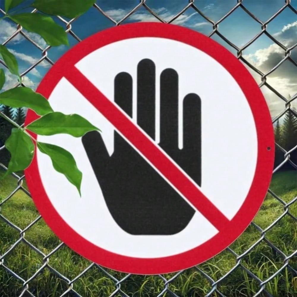 Prohibition Metal Sign Do Not Touch Round Wall Decor Red Hand Silhouette Halloween Home Decor