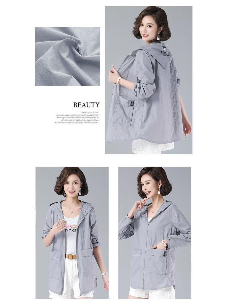 Plus Size Women's Mid-Length UV Protection Summer Coat (80-200 jin)