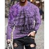 Vintage Compass Graphic Men's T-shirts Fashion Spring Autumn Long Sleeve Round 3D Printed Loose Streetwear Tops