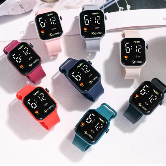 Digitale Schüleruhr, quadratisches Zifferblatt, einfache Bedienung, ultralange Standby-LED, präzise Zeit, multifunktionale Kinder-Sportuhr, Outdoor-Zubehör