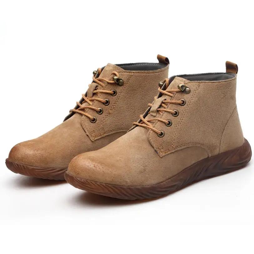 Mens Work Boots Fashion Outdoor Steel Toe Cow Leather Steel Toe Shoes Men Anti Slip Puncture Proof Safety Shoes Boot Man