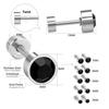 LUXUSTEEL 3mm-7mm Schwarz Weiß Zirkonia Zirkon Stecker Ohrringe Für Damen Herren Kristall Schraube Edelstahl Schmuck Kein Verblassen Allergiefrei