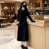 Hepburn Style Black Knit Long Sleeve Dress for Autumn/Winter 2025 - High-End Base Layer Skirt