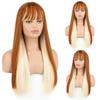 MISSQUEEN Long Black and Grey Straight Synthetic Heat Resistant Fiber Wig for Women Pink Gold Wig Cosplay Lolita Wig