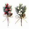 10pcs Festive Christmas Pick Bouquet - Artificial Pinecones and Berries with Rustic Twine, Plastic Floral Picks for Winter Wonderland Ambiance