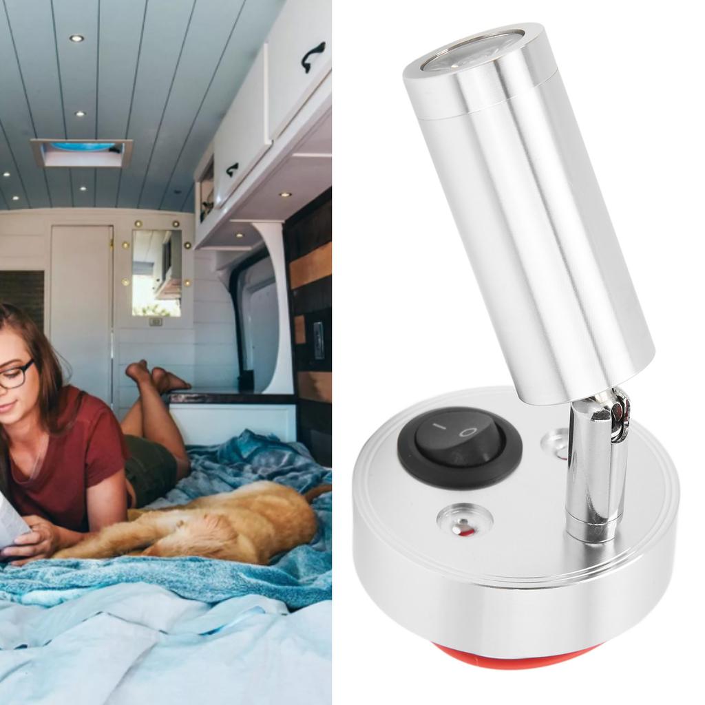 12‑24V 3W LED Reading Light Bedroom Bedside Lamp   Aluminum Alloy for Boat RV SUV Trailer