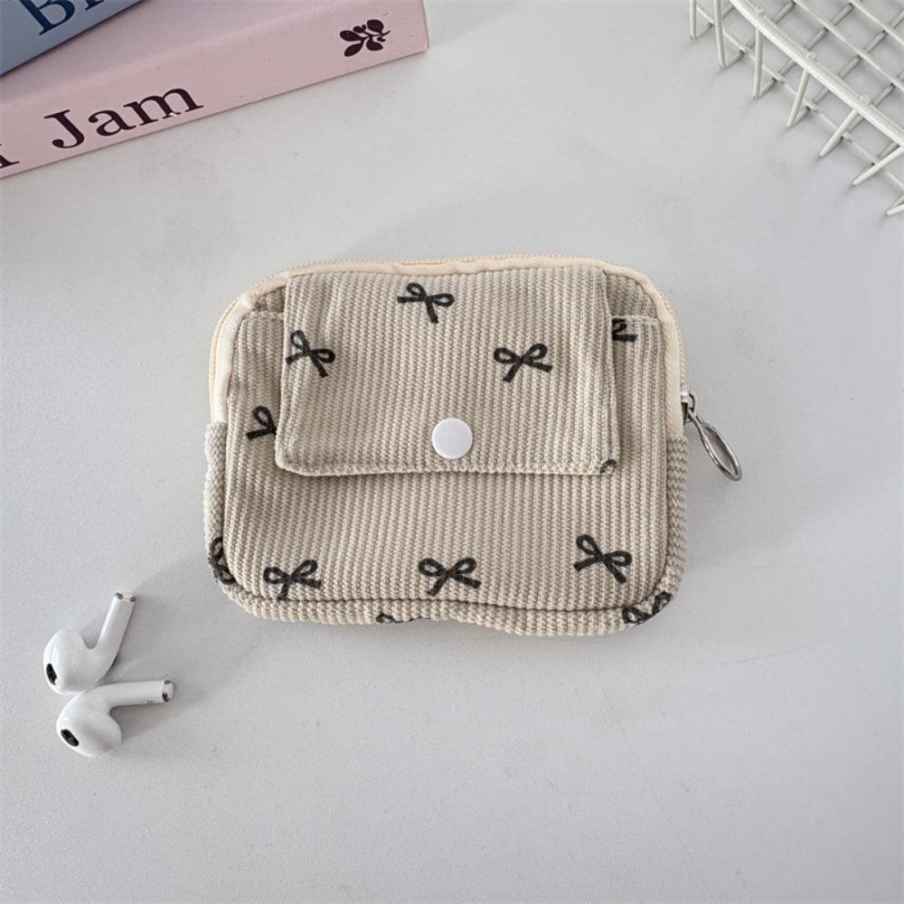 Bow Ethnic Style Coin Purse Polka Dot Small Cosmetic Bag Zipper Pouch Earphone Bag  Travel