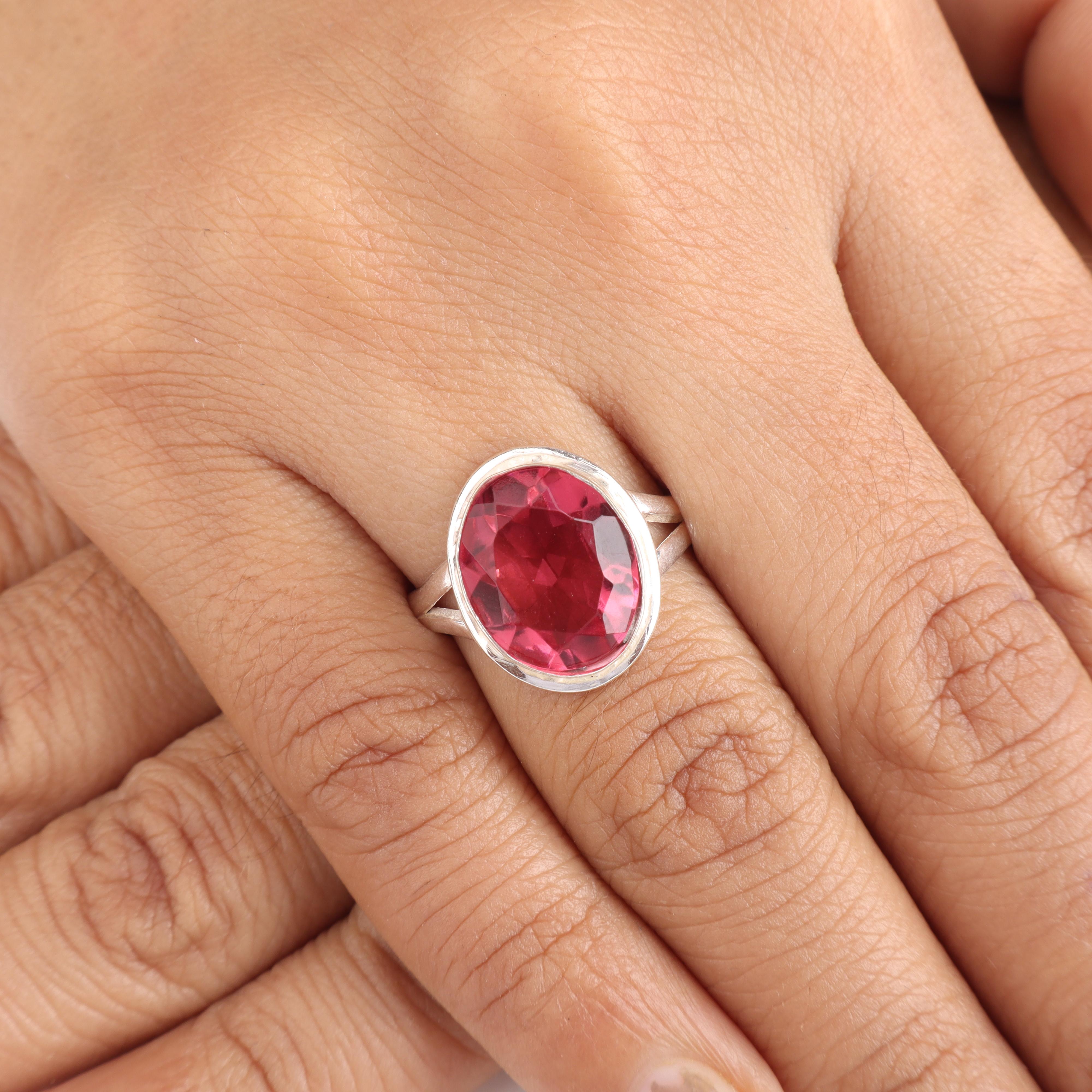 

Pink Tourmaline Gemstone 925 Sterling Silver Handmade Jewelry Pretty Ring For Birthday Gift RR-80-8 13