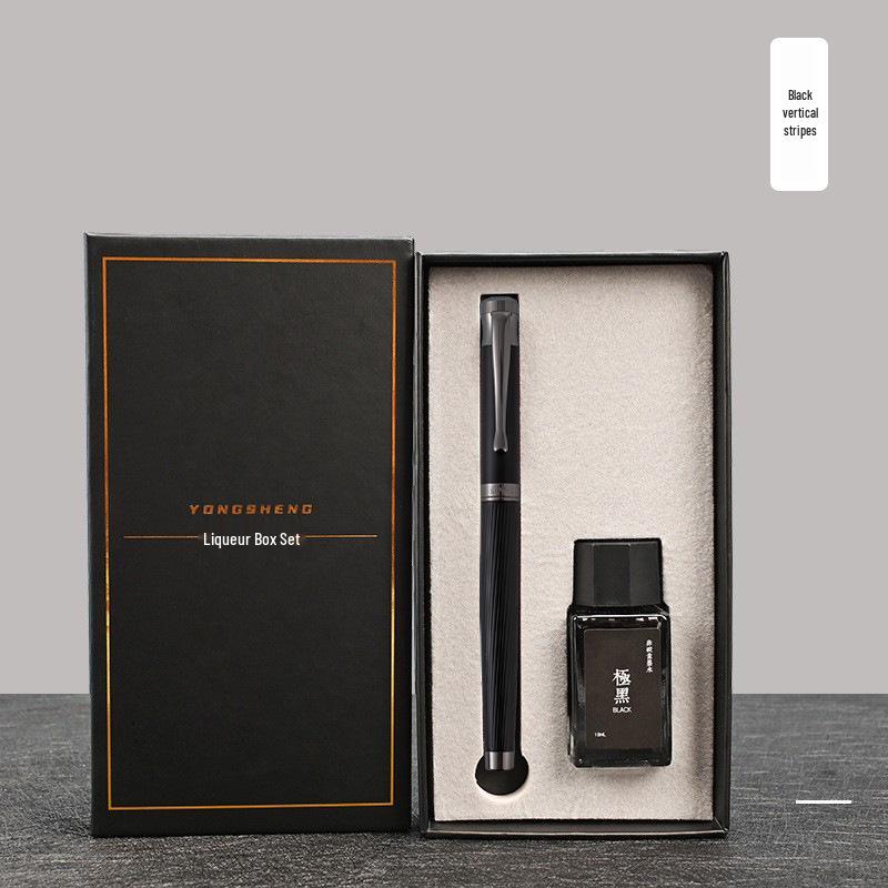 Yongsheng 9315 Metalowe Pióro Wieczne z Wygiętą Stalówką dla Mężczyzn do Biznesu, Biura, Sztuki i Kaligrafii - Zawiera Wymienny Nabój z Tuszem