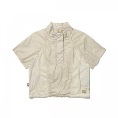 Women Mesh Curve Short Sleeve Anorak  Cream 