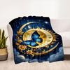 "Enchanted Celestial Butterfly Moon Decor"Blanket Flannel Throw Blanket for Sofa, Bed, Travel, Camping, Office