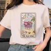 Tarot Card Flower Funny Time Graphic Print T Shirt Fashion Casual Crew Neck Short Sleeve  T Shirt Women
