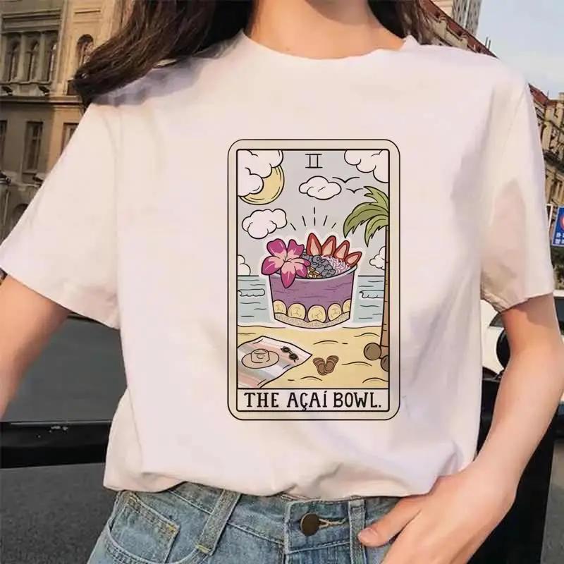 

Футболка с графическим принтом «Карта Таро Цветок Забавное Время» Модная повседневная футболка с коротким рукавом и круглым вырезом для женщин 2XL