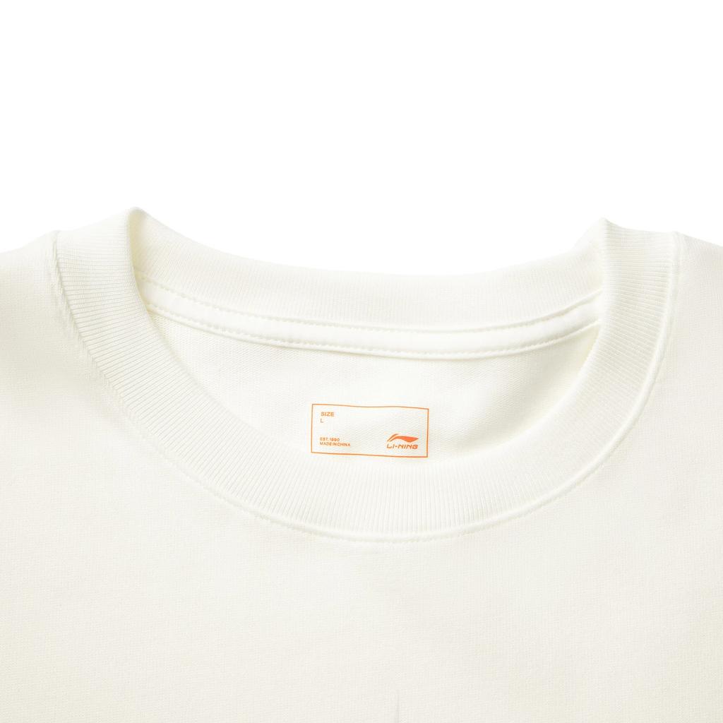 Li Ning Printed Breathable Versatile Short Sleeve T-Shirt Unisex Tops Off-White AHSVB13-2